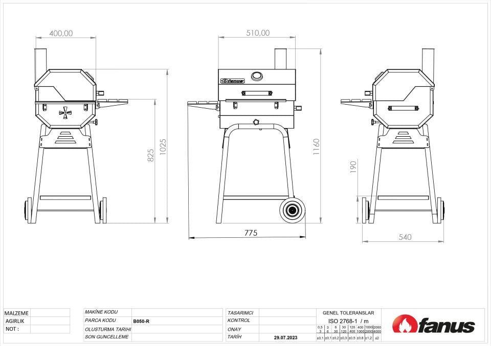 Fanus B50 Barbekü Mangal